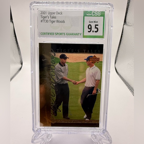 2001 Upper Deck Tiger Tales TT30 Tiger Woods RC CSG Gem Mint 9.5 Crystal Clear - Picture 2 of 3